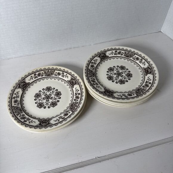 6 Vintage Royal China USA Hampshire Brown 6.5”Bread/Dessert Plates Excellent - Picture 5 of 10